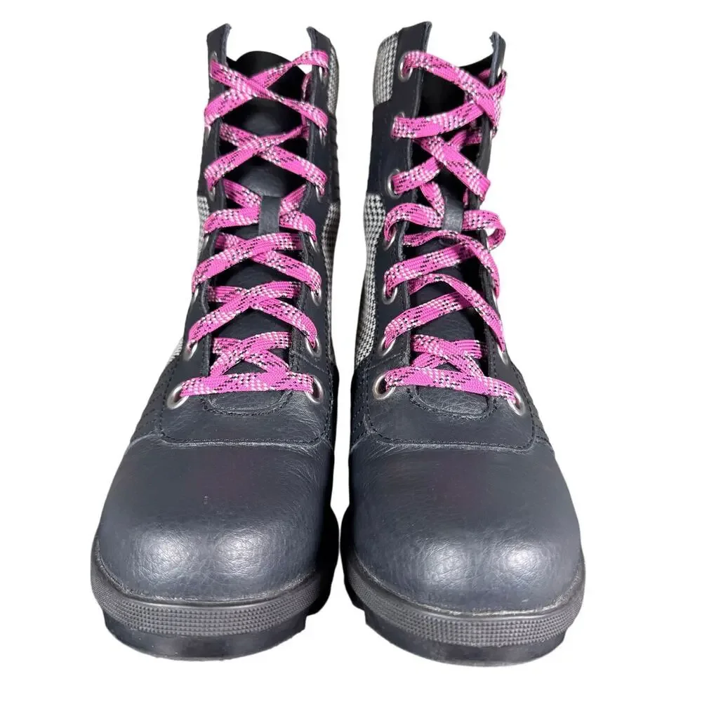 Sorel Joan of Arctic Lexie Leather Wedge Ankle Bootie Lace Up Youth Size 5 US